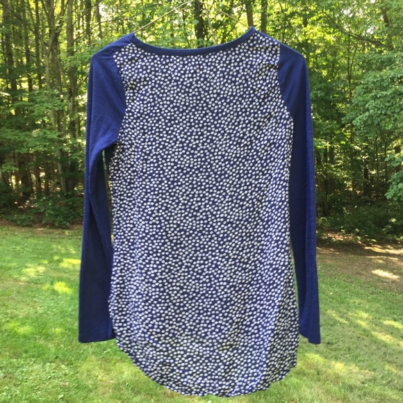 Navy Patterned Back Long Sleeve Top - Picture 1 of 4